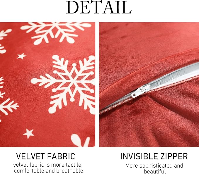 French Chrismas Velvet Throw Pillow Cover,Set of 2,18"x18"-Carol C | Vintage Square Pillow Cover,Concealed Zipper Design,Pinecones Pattern,Sofas,Bedroom,Living Room,Lounge Chairs,Decor