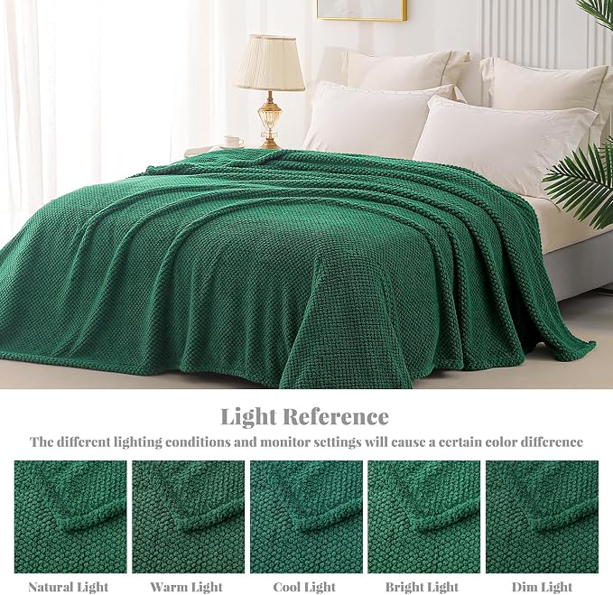Whale Flotilla Soft Fleece Queen Size Bed Blanket, Emerald Green | 90x90 Inch, Suitable for Bed, Fluffy Fuzzy Jacquard Blankets for All Season, Lightweight and Cozy