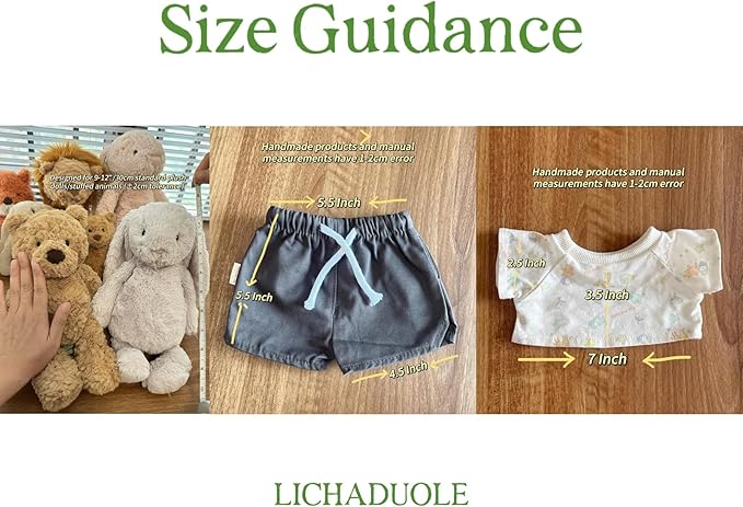 9-12"/30cm Teddy Outfit: 3-Piece Shorts Scarf Set for Medium bumblybear Bartholomew Bears,10inch Stuffed Animal Clothing(NO Doll)