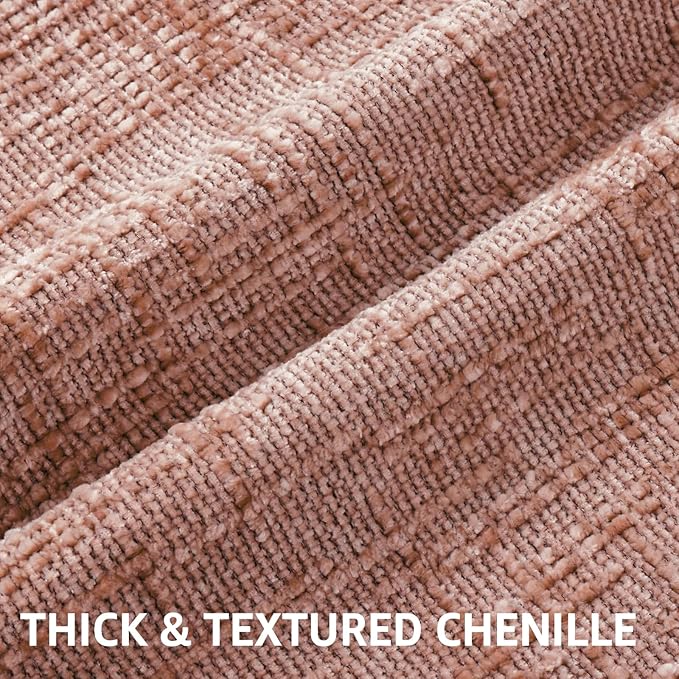 decorUhome Textured Chenille Throw Pillow Covers 22x22 Set of 2 Pink | Fall Modern Farmhouse Soft Cozy Slubby Couch Pillow Cases Boho Decorative Pillow Cases for Bed Sofa Living Room Home Decor