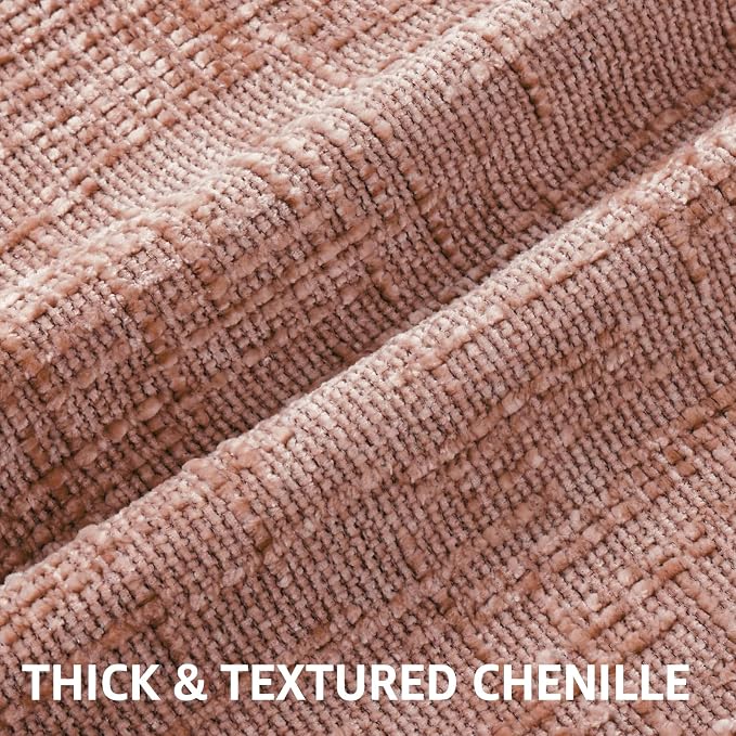 decorUhome Textured Chenille Throw Pillow Covers 12x20 Set of 2 Pink | Fall Modern Farmhouse Soft Cozy Slubby Couch Pillow Cases Boho Decorative Pillow Cases for Bed Sofa Living Room Home Decor