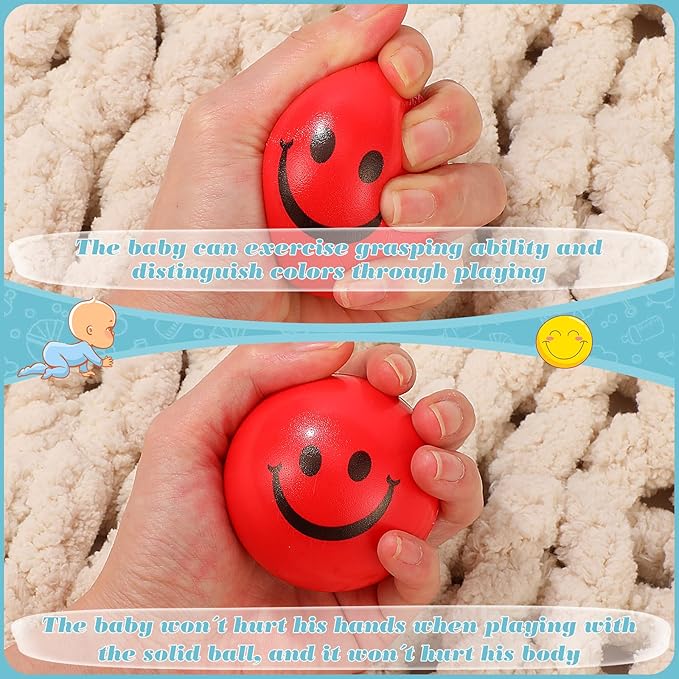 Vinsot 40 Pcs 2.5 Inch Assorted Color Smile Face Stress Balls Bulk Happy Smile Stress Relief Balls Mini Funny Foam Face Toys for Teens Adults Carnival Christmas Bag Fillers