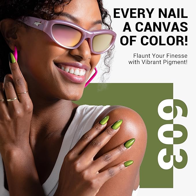 MelodySusie Green Gel Nail Polish,15ml Olive Green Nail Polish Spring Summer Color 603, Soak Off UV LED Nail Lamp Gel Polish Nail Art Starter Manicure Salon DIY At Home 0.5 Fl Oz