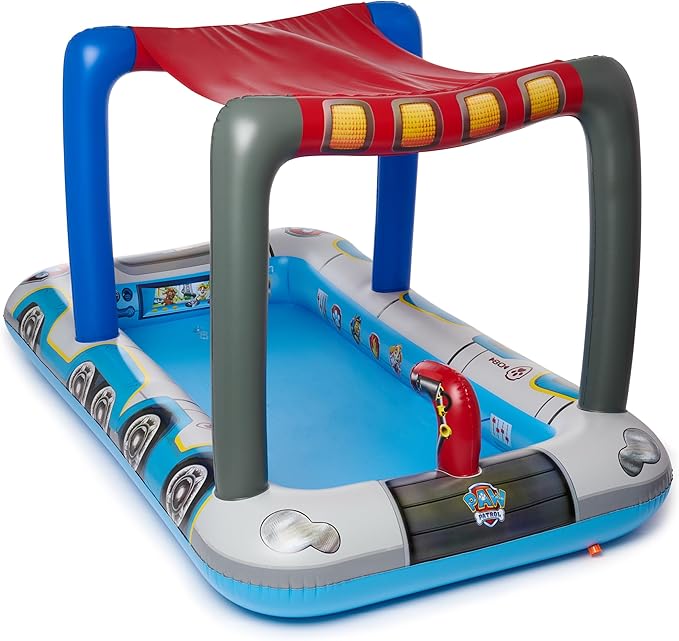 SwimWays Paw Patrol Deluxe Inflatable Pool, Above Ground Pool with Canopy and Fast Inflation for Kids Aged 3 & Up