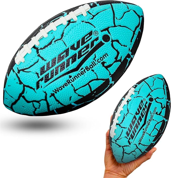 Wave Runner Grip It Waterproof Junior Size Football, 9.25 Size, Durable & Double Laced, Perfect for Beach Accessories, Kids Games, Pool Toys, Outdoor Games, All-Weather Indoor & Outdoor Play