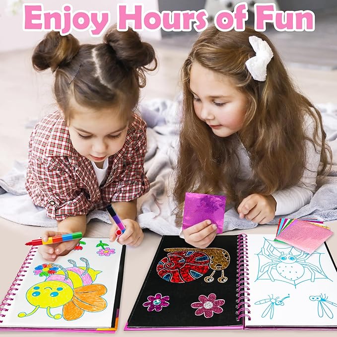 FUNNYB&G Foil Art Crafts for Kids Ages 4-8: Valentines Crafts for Kids 2026,Birthday Gift for Girls,Art and Crafts Supplies,Party Favors,Creative Toys for Girls Boys 4 5 6 7 8 9 Years Old(Insects)