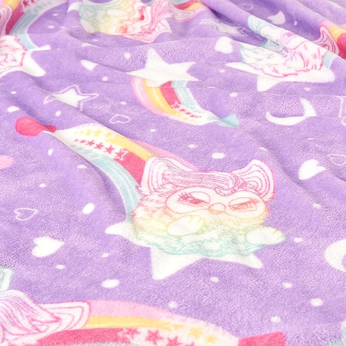 Northwest Furby Starry Rainbows Hugger Pillow & Silk Touch Throw Blanket Set, Stuffed Animal, 50x60 inches and 11 inch Plushie