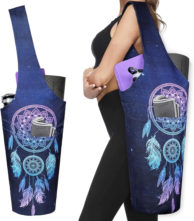 Yoga Mat Bag - Long Tote with Pockets - Holds More Yoga Accessories - Yoga Bag Fit Most Size Mats - Yoga Mat Carrier