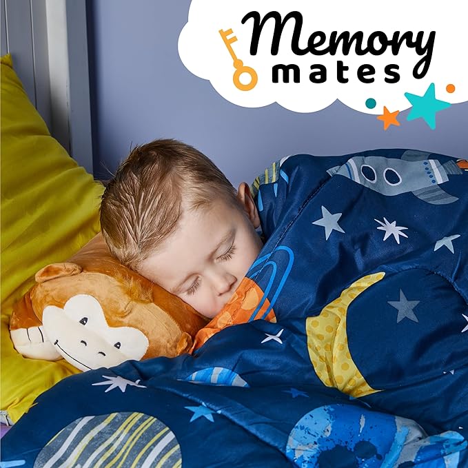 Cuddly Memory Foam Pillow Plush with Belly Pocket, Kids Pillow for Hugging Sleeping & Storing Diary, 15” Stuffed Animal & Journal Set - Jesi The Monkey