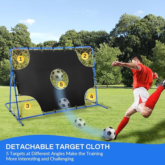 FAHKNS Three Modes of Soccer Goal(6x4ft), Target Net and Rebound Net, Precision Training, Tear-Resistant, Corner Kick Training, Suitable for Children and Teenagers Control