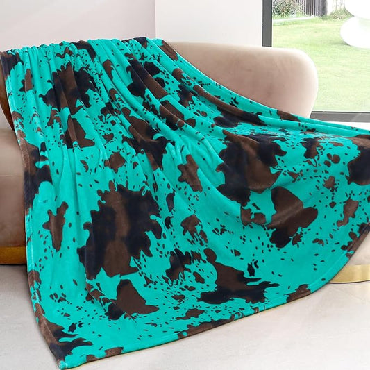Fleece Teal Blanket Twin Size Soft Warm Turquoise Blue Blanket Lightweight Fuzzy Throw for Sofa Couch Bed Travel
