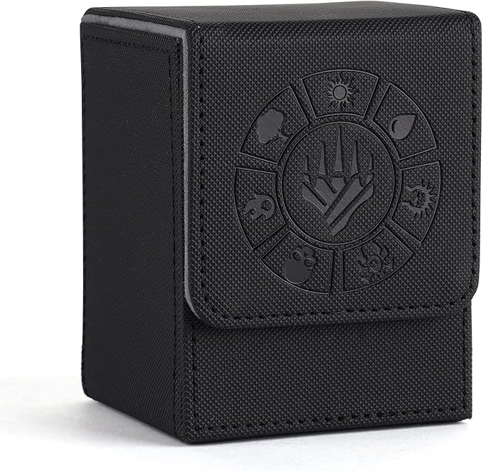 Arkeiliy Card Deck Box, 110+ Storage MTG Deck Box with 50 Pcs Card Sleeve, Collectible Trading Card Cases for Magic Commander and More (Black)