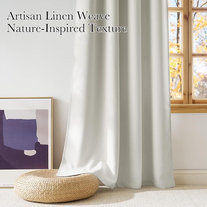 NICETOWN Natural Room Darkening Curtains 84 inches Long for Living Room - Privacy Panels for Bedroom, Modern Farmhouse Style Home Decor Grommet Top, 2 Panels, W42 by L84