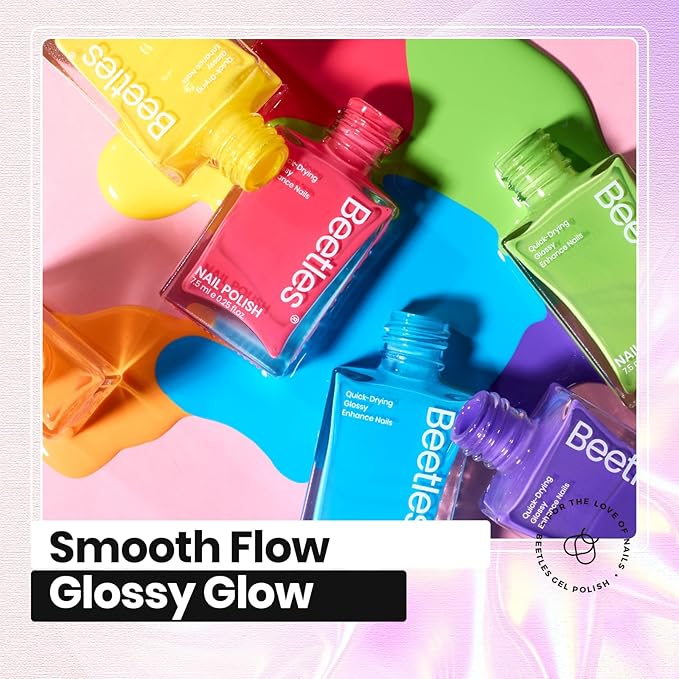 Beetles Neon Nail Polish Set - Quick Dry Nail Polish Kit 12 Colors Hot Pink Green Blue Yellow Red Regular Air Dry Fingernail Polish Pack for Women Spring Gift Beetles Cocktails 12 Colors