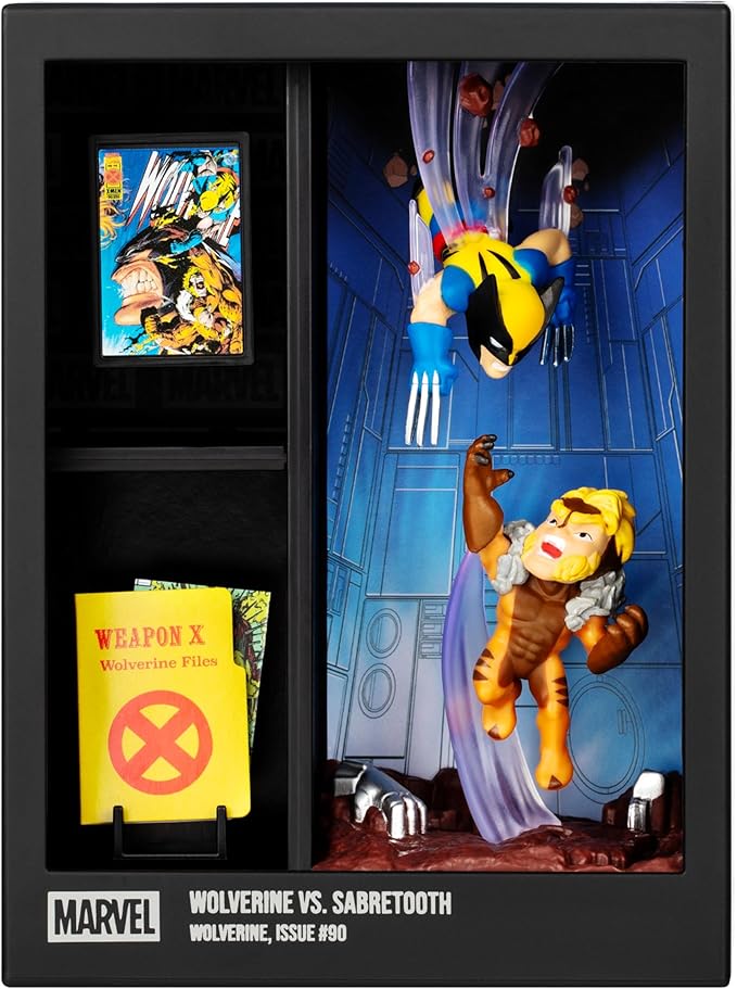 FANDROP MV01-Wolverine VS. Sabretooth, FANDROP Combines A Displayable Diorama, Artifacts & Scene Marker That Creates an Elite Display to Enhance Any Wolverine Collection, 4 Marvel FANDROPS to Collect