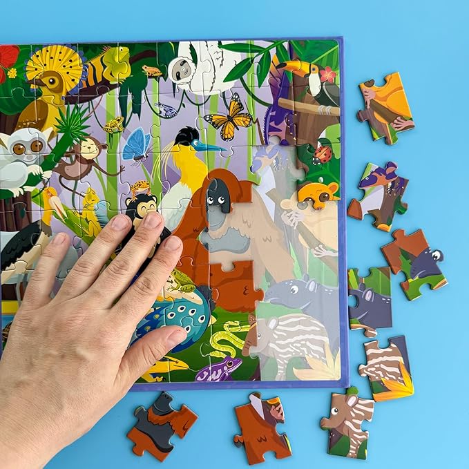 QUOKKA Magnetic Toddler Puzzles Ages 4-6 - 2x48 Travel Puzzles Games for Kids 3-5 Years Old - Activities Car Toy for Boys and Girls 2-4 yo - Polar & Jungle Animals Learning Magnet for Road Trip
