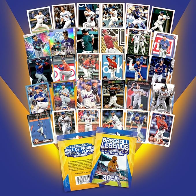 Baseball Legends Pack| 30 Baseball Cards | Guaranteed Hall of Fame Player Sports Card