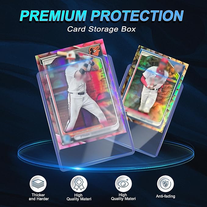 200 Card Sleeves, Clear Hard Sleeves for Cards, 3"X4" Card Protectors, Baseball Card Sleeves, Hard Plastic Card Holder for Trading Sports Football Game Cards (100 Hard Sleeves+100 Penny Sleeves)