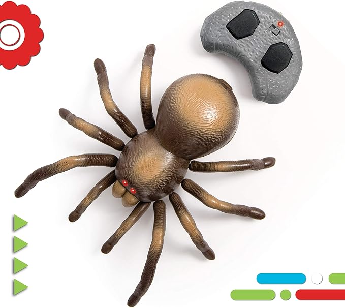 Discovery™ RC Tarantula Spider – Remote Control Toy Spider with Realistic Movement, Red LED Eyes & Wriggling Legs | Prank Gift for Boys Girls & Bug Lovers| Fun Electronic Animal Toy for Kids Ages 8+