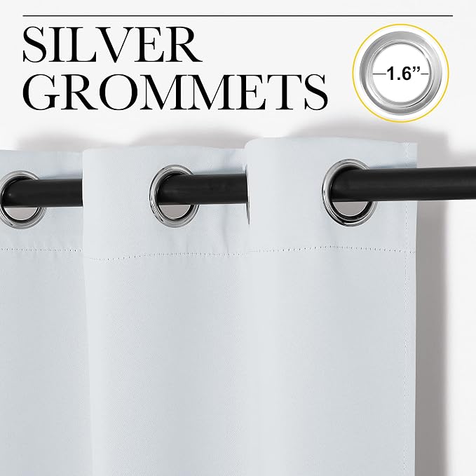 NICETOWN Bedroom Blackout Curtains Panels, 1 Pair, 55 inches by 94 Inch, Greyish White, Triple Weave Energy Saving Thermal Insulated Solid Grommet Blackout Draperies for Patio
