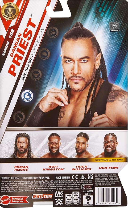 Mattel WWE Damian Priest Action Figure, Main Event Series #158, 6-inch Collectible Superstar with 14 Articulation Points & Life-Like Look