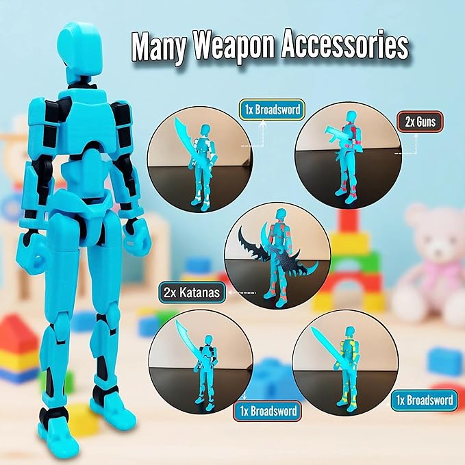 T13 8 inches Large Action Figure Glow in The Dark Blue (Assembly Completed) Dummy 13 Titan 13 Poseable Collectible Highly Detailed Sculpting & Accessories for Display and Play (Blue Black)