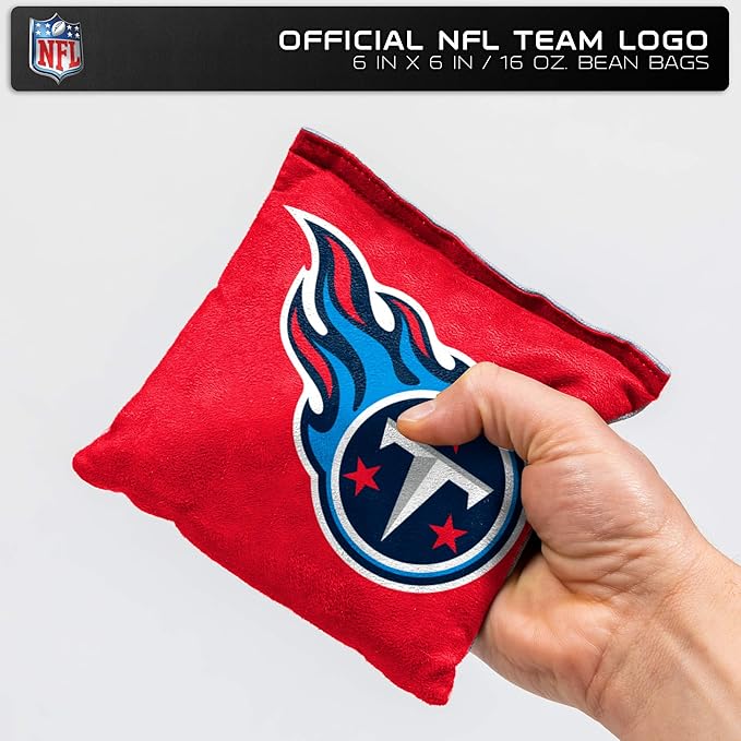 NFL Pro Football Dual Sided Bean Bags by Wild Sports, 8 Count, Premium Toss Bags for Cornhole Set - Great for Tailgates, Outdoors, Backyard