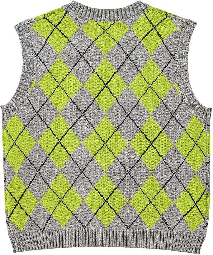 Women's Sweater Vest,Y2K Sleeveless Pattern Preppy Style Knitted Crop Tank Top for Girl
