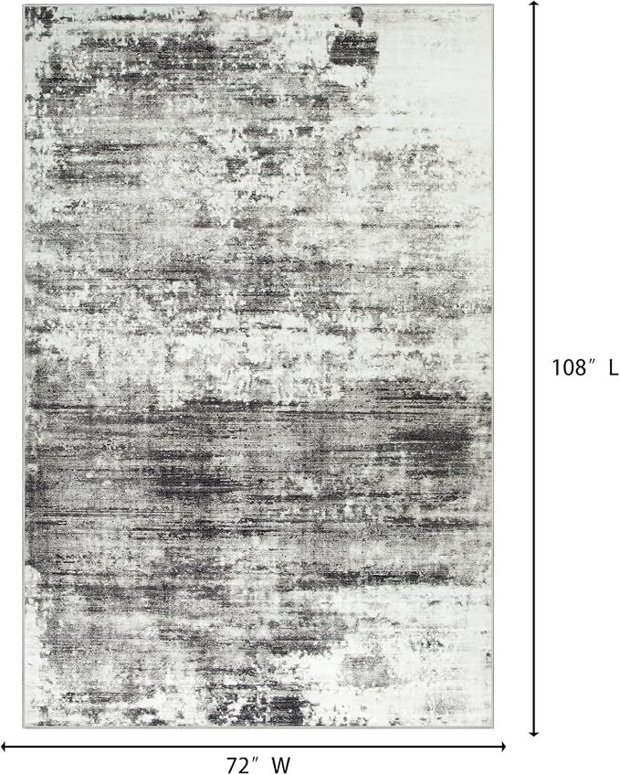 6x9 Area Rugs Washable Rug: Large Modern Abstract Living Room Rug Soft Anti-Skid Thin Carpet Indoor Floor Non-Shedding Carpets for Bedroom Dining Room Farmhouse Nursery Home Office Black Grey