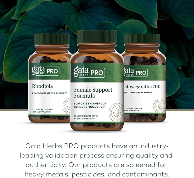 GAIA HERBS PRO Female Support Formula - Supports Healthy PMS & Menopause Fluctuations with Alfalfa Leaf, Black Cohosh Root Extract, Dandelion Root & More* - Vegan - 60 Liquid Phyto-Caps (60 Servings)