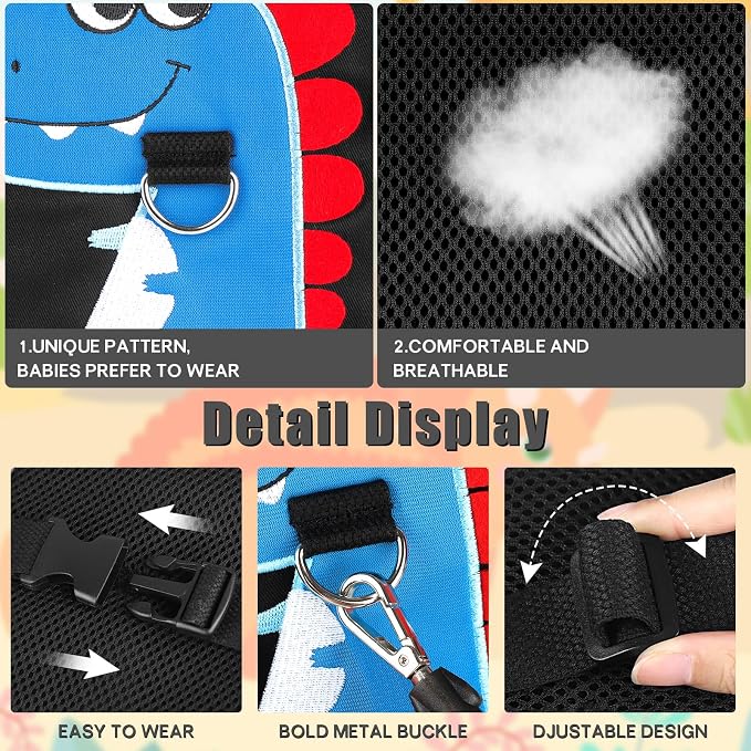 Toddler Leash-Baby Walking Safty Harness and Child Anti Lost Wrist Link for Girls/Boys Travel (Blue+Black)