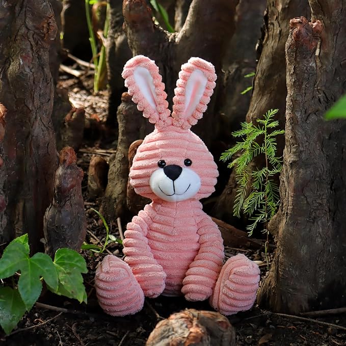 Apricot Lamb Toys Plush Corduroy Rabbit Bunny Stuffed Animal Soft Cuddly Perfect for Child (Red Bunny)