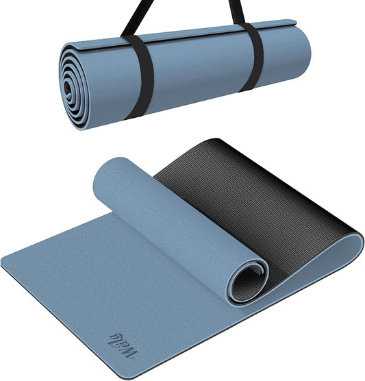 Non-slip TPE Yoga Mat for Women & Men,72"x24" Double-Sided Workout Mat for Home Gym Pilates Fitness,1/4 Inch Packable Lightweight Exercise Mat with Strap for Travel,Non Toxic Exercise Floor Mat