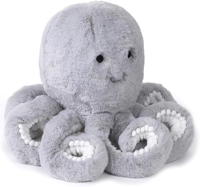 Lambs & Ivy Ocean Blue Plush Gray Octopus Stuffed Animal Toy - Inky
