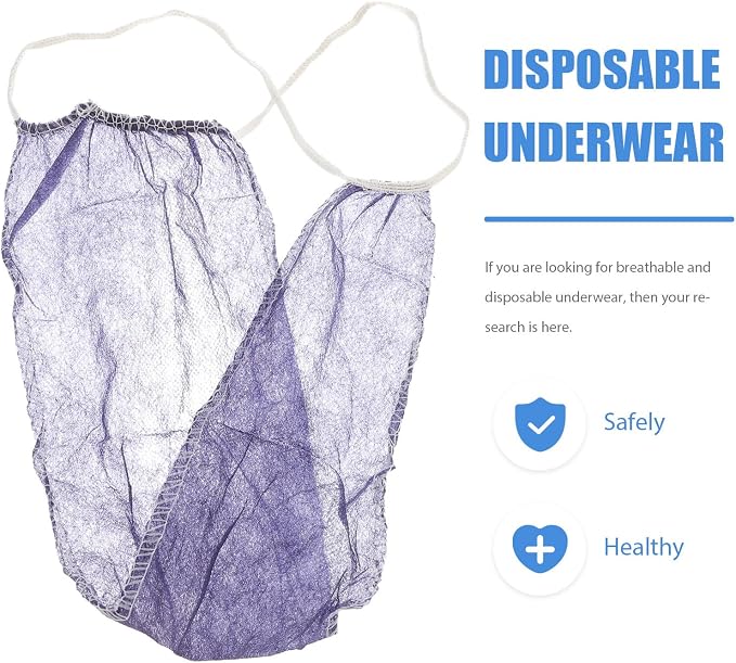 Mikikit 100Pcs Disposable T-Back Thong Panties Women Underpants Non-Woven Sauna Briefs for Spa and Spray Tanning Use Random Color Random Color Blue