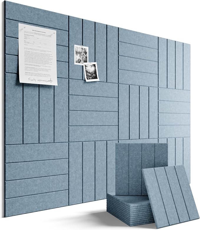 Fluxynara Felt Bulletin Board & Cork Board Alternative, Dusty Blue | 48" x 36" Pin board, Removable Adhesive Tabs, Easy Install Without Wall Damage, For Home Office Decor