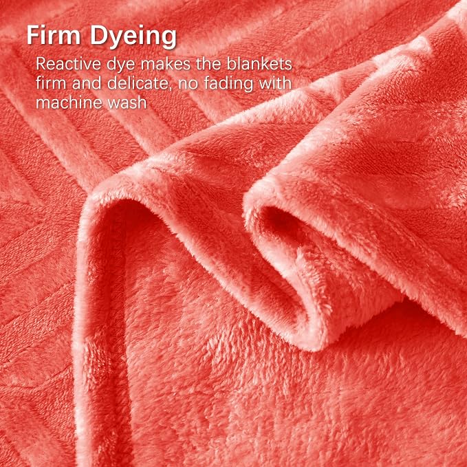 Whale Flotilla Flannel Fleece Fall Bed Blanket King Size, Coral | Lightweight Breathable Soft Bedspread, Plush Fluffy Coverlet Chevron Design Decorative Blanket for Home Life, 90x104 Inch