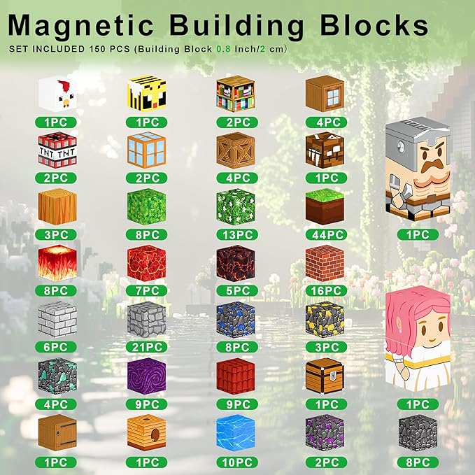 200PCS Magnetic Blocks, 0.8in Magnet Building Cubes Toys for Kids Ages 3+, Stacking Construction Magnetic Set Birthday Gift for Boys and Girls