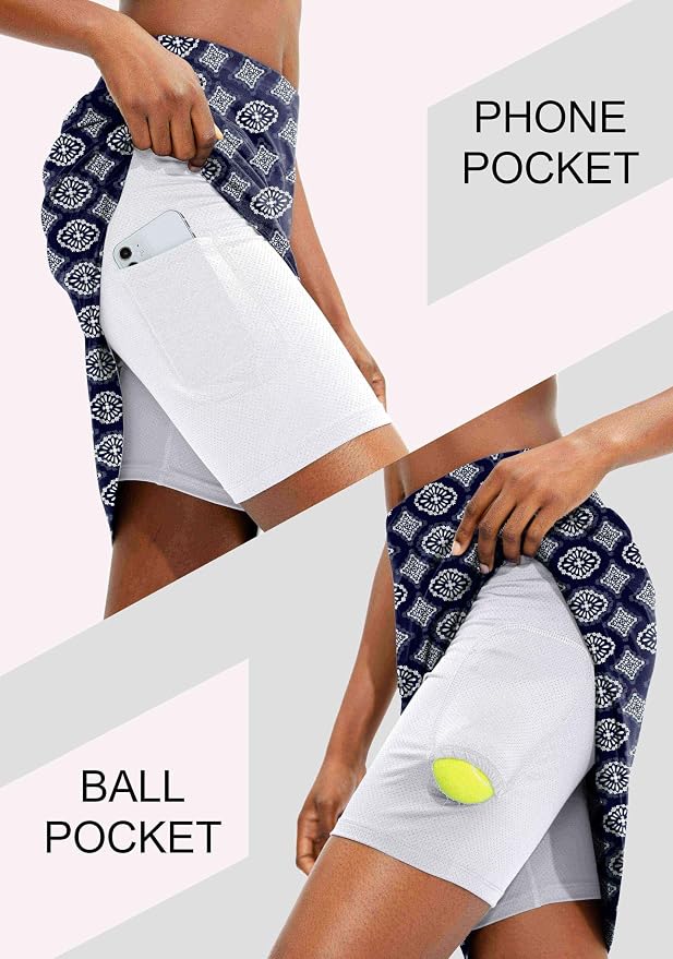 Women's 20" Knee Length Skorts Skirts UPF50+ Athletic Tennis Golf Skirt for Women Casual Summer Skirts