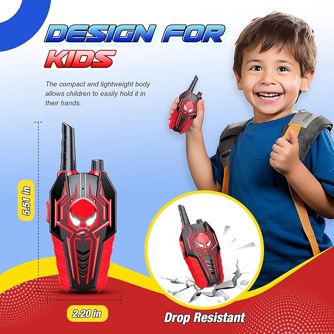 Kids Walkie Talkies for Boys: Toys Gifts for 3 4 5 6 7 8 Year Old Boys Kids Walkie Talkies 2 Pack Outdoor Hiking Camping 2 Way Radio Toy Age 3-8 Year Old Boy Girl Birthday Gifts Ages 5-7