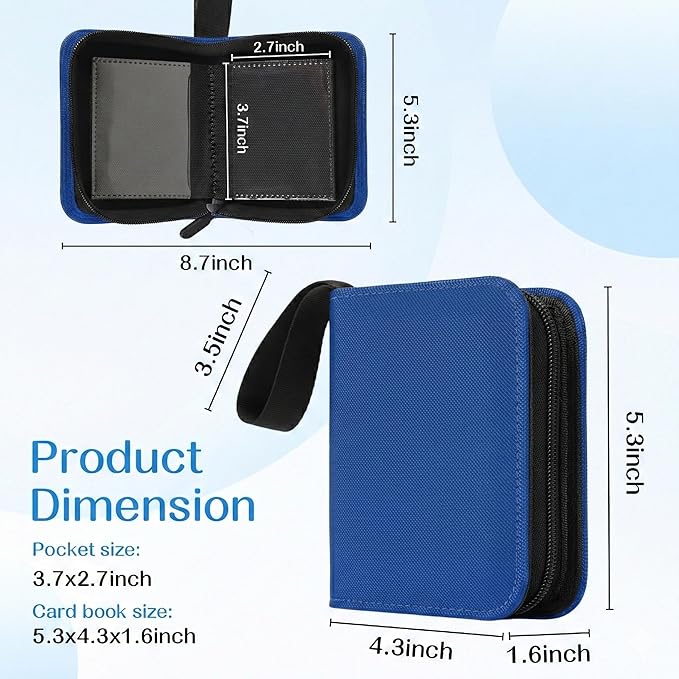 1 Pocket Card Binder–Collectible Trading Card Album,Single Card Holder with 20 Pages,Holds 40 Cards, Side-Loading Mini Binder for TCG,MTG,Sports,Baseball,Football, Small Sports Card Book,Royal Blue