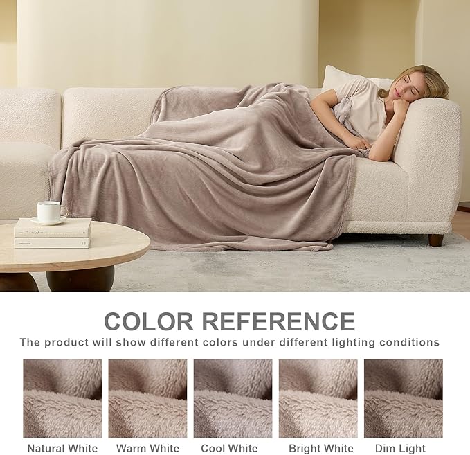 Hansleep Full Mocha Brown Fleece Blanket, Soft Flannel Bed Blanket | Fuzzy Cozy Blanket 84x90 Inches, Multi-use for Bed, Sofa, Couch, Travel, Camping, All Season Warm Lightweight Cover