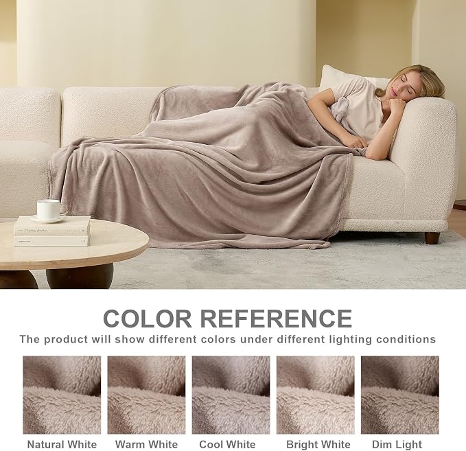 Hansleep Throw XL Mocha Brown Fleece Blanket, Soft Flannel Bed Blanket | Fuzzy Cozy Blanket 50x70 Inches, Multi-use for Bed, Sofa, Couch, Travel, Camping, All Season Warm Lightweight Cover