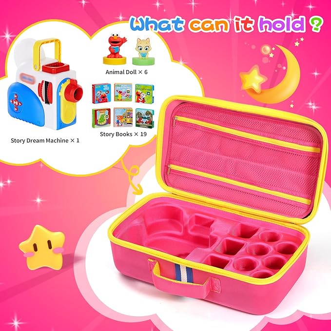 Hard Carrying Case Fits for Little Tikes Story Dream Machine Books Starter Set, Large Protective Travel Container Case for Storytime Audio Play Real for Littles Character Collection, Pink (Box Only)