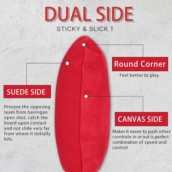 EunHo Regulation Cornhole Bags Set of 8 - Dual Sided Slick and Stick Cornhole Bean Bags for Tossing Game Professional All Weather Pro Corn Hole Bags with Tote Bag
