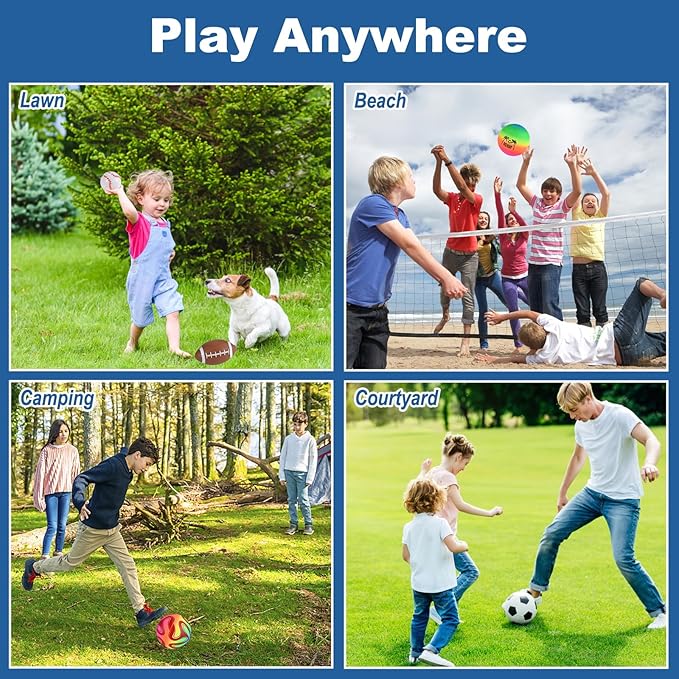6 Pcs Outside Toys Balls for Toddlers 1-3 with Bag, Toddler Outdoor Sports Toys, Bouncy Balls Playground Beach Ball for Kids, Football Basketball Rugby Baseball Volleyball Soccer 1 2 3 4 5 Gift