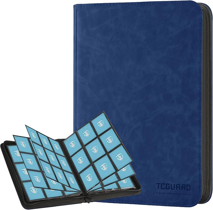 Trading Card Binder, 9 Side Loading Pocket Card Album Hold Up to 540 Cards, Zipper Binder for Cards Collection, TCG Card Holder for Game Card, Sports Card, Yugioh, MTG etc. (Navy Blue 9)