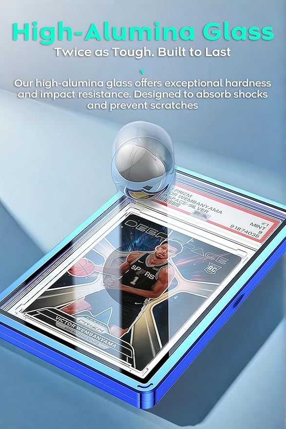 UV-Resistant Magnetic Metal Slab Case for 35pt PSA, BGS, CGC Graded Cards. High Alumina Glass, Multi-Point Magnetic Lock, Durable Metal Frame, Stackable Design. Orange