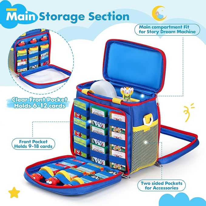 PISOSN Carrying Case for Little Tikes Story Dream Machine, Storage Bag Compatible with Dr. Seuss Books & Characters, Portable Organizer with Handle & Adjustable Shoulder Strap, Travel Home Accessory