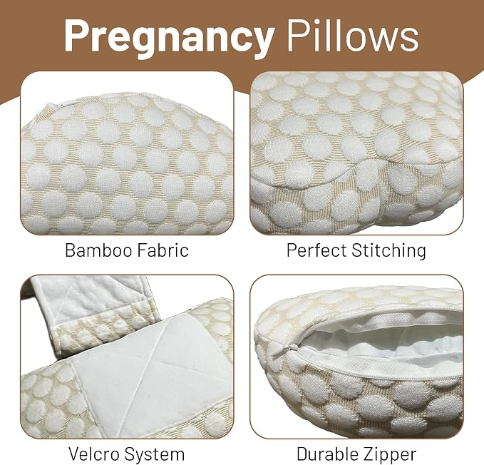 Pregnancy Wedge Pillow for Sleeping Cloud Shape - Bamboo Cover Fabric - Soft and Adjustable Wedge Pillow for Back, Belly and Hip Relief - All Trimesters Side Sleeping